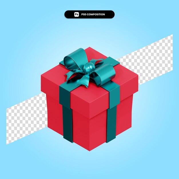 Weihnachtsgeschenkbox 3D-Darstellung isoliert
