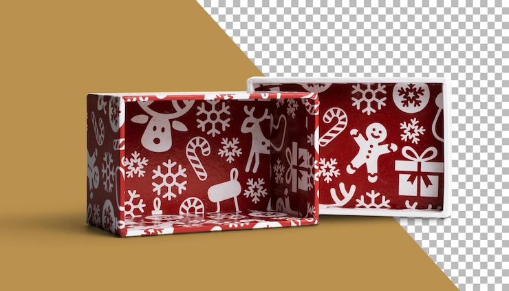 PSD weihnachtsgeschenkbox in rot