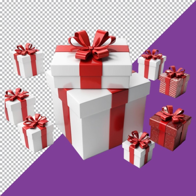 Weihnachtsgeschenkkiste, isoliert auf durchsichtigem Hintergrund