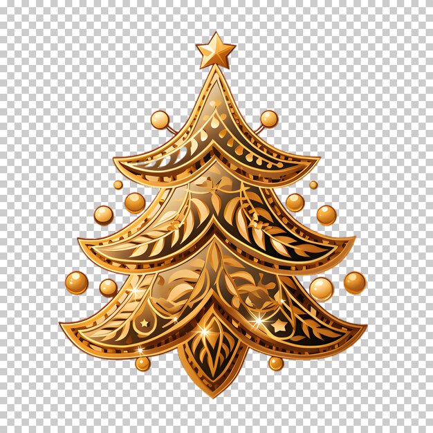 PSD weihnachtsgoldstern mit baum, isoliert auf durchsichtigem hintergrund.