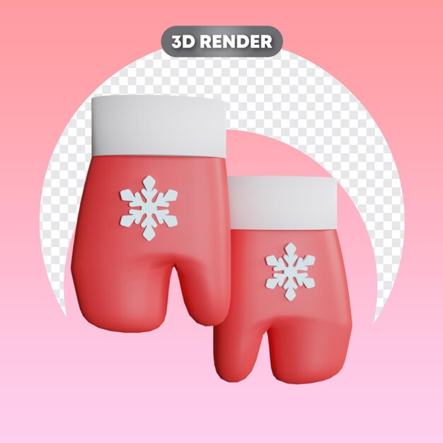 PSD weihnachtshandschuhe mit schneeflocke 3d-objekt