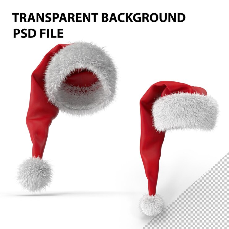 PSD weihnachtshut auf weißem hintergrund