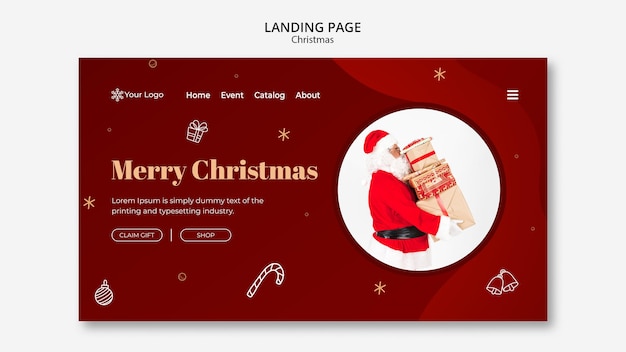 PSD weihnachtskonzept landingpage vorlage