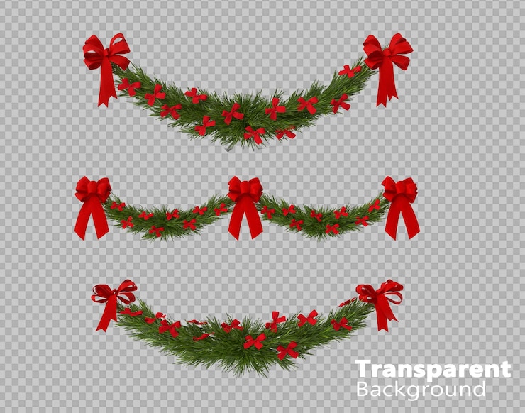 PSD weihnachtskränze auf durchsichtigem hintergrund