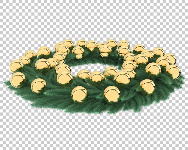 PSD weihnachtskranz auf transparentem hintergrund. 3d-rendering - abbildung