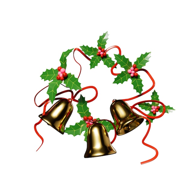 PSD weihnachtskranz und elemente 3d-illustration