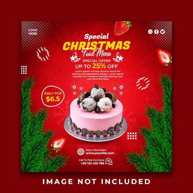 Weihnachtskuchen-social-media-food-banner-post-design-vorlage
