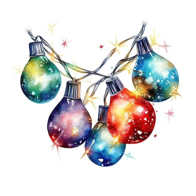 PSD weihnachtslichtkrans für weihnachtsveranstaltungen aquarell-stil ai generiert