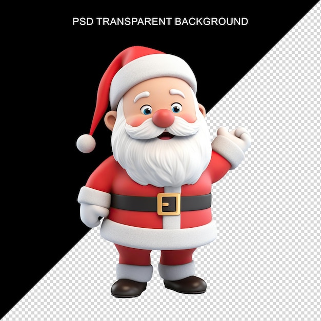 Weihnachtsmann 3D-Rendering mit durchsichtigem Hintergrund in PSD