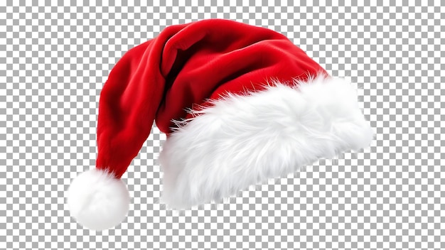 Weihnachtsmannshut Isoliert auf durchsichtigem Hintergrund Ikonisches Feiertagsaccessoire