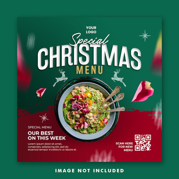 Weihnachtsmenü des Restaurants Social Media Post Square Banner Vorlage