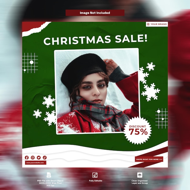 Weihnachtsmode verkauf grüne instagram-post-social-media-vorlage