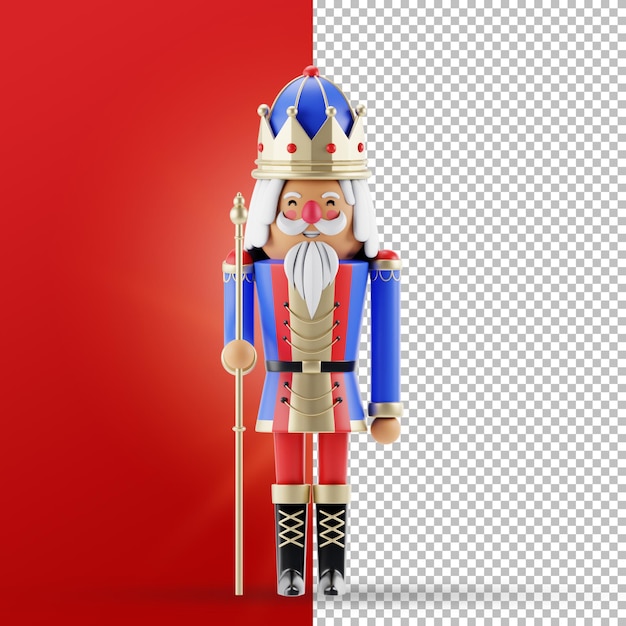 PSD weihnachtsnussknacker auf rotem hintergrund 3d render 3d illustration