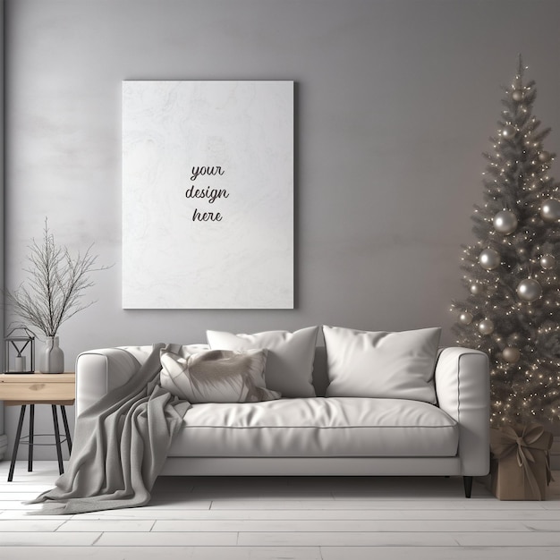 Weihnachtsrahmen-Mockups-Sammlung Bundle Innenraum-Mockup-Vorlage Rahmen Canva Wohnzimmer