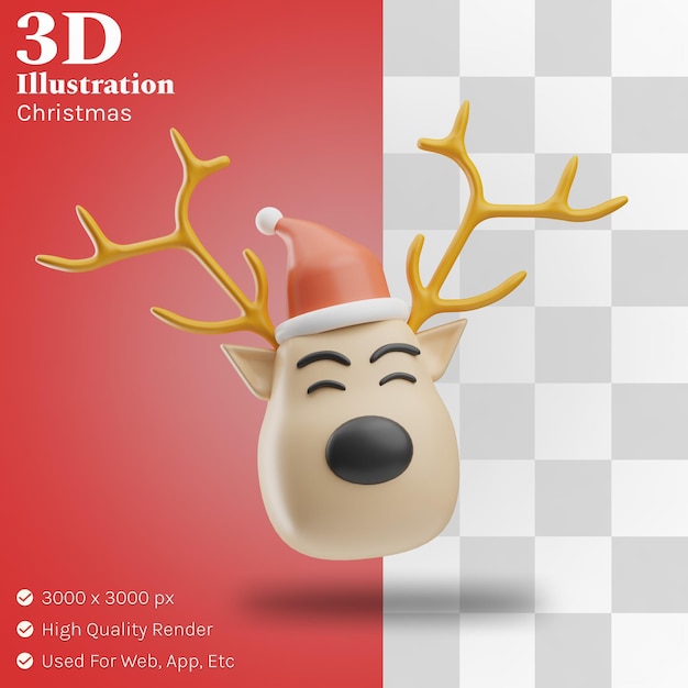 PSD weihnachtsrenillustration 3d