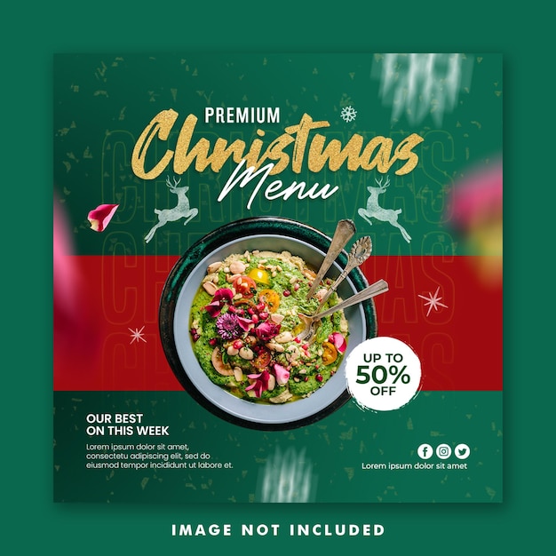 Weihnachtsrestaurant essen menü social media post square banner vorlage
