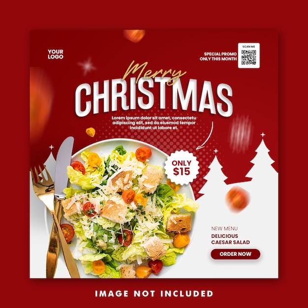 Weihnachtsrestaurant Essen Menü Social Media Post Square Banner Vorlage