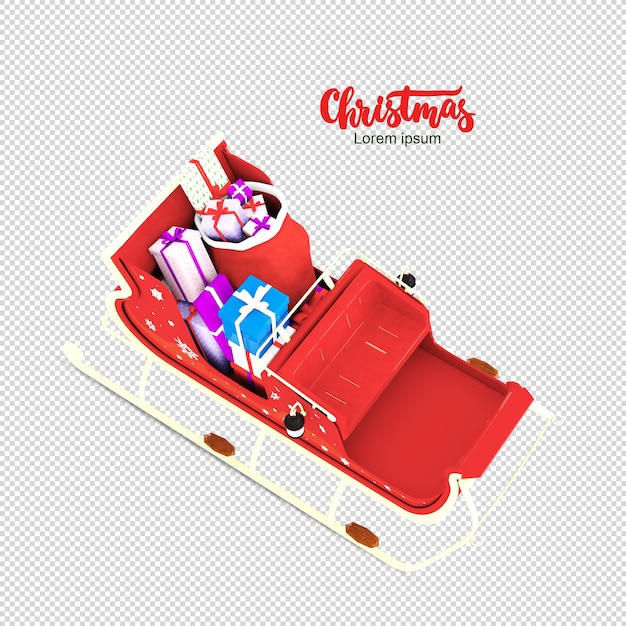 Weihnachtsrikscha im 3D-Rendering isoliert