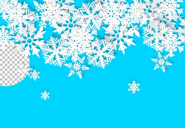 PSD weihnachtsschmuck, fallende weiße schneeflocken, isoliert zerrissen auf einem transparenten hintergrund