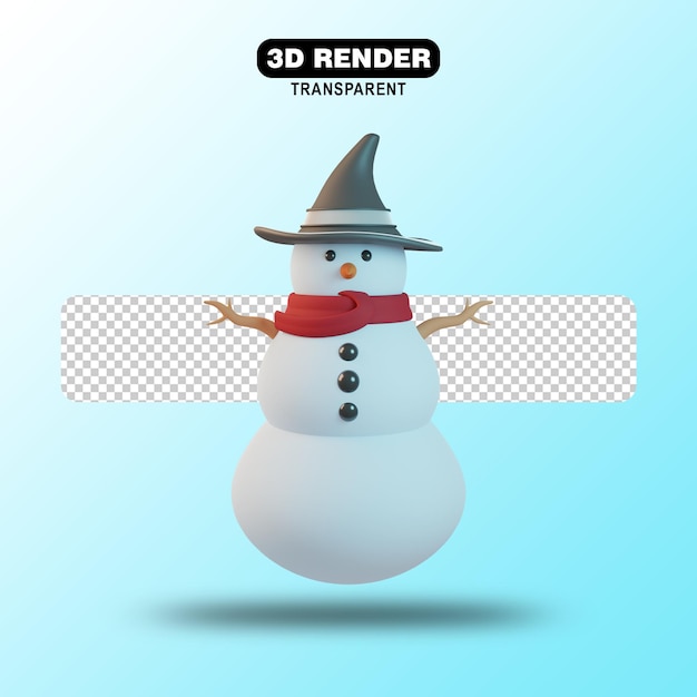 PSD weihnachtsschneemann 3d-rendering mit schwarzer hitze lang