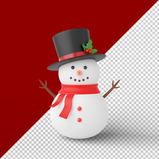 Weihnachtsschneemann isoliert 3d render