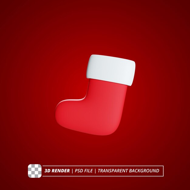 Weihnachtssocke 3D-Rendering von isolierten Bildern