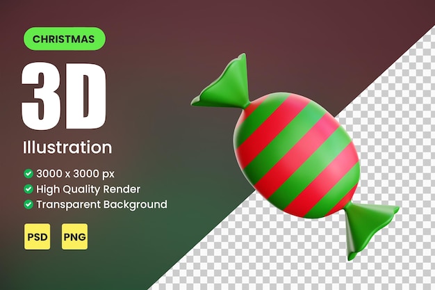 Weihnachtssüßigkeit 3d-symbol render-illustration