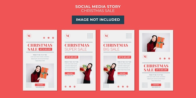 Weihnachtsverkauf minimalistische social media story sammlung vorlage