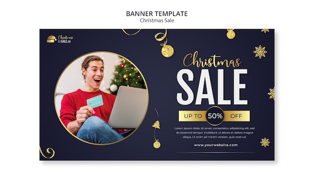 Weihnachtsverkaufsbanner-Vorlage mit goldenen Details