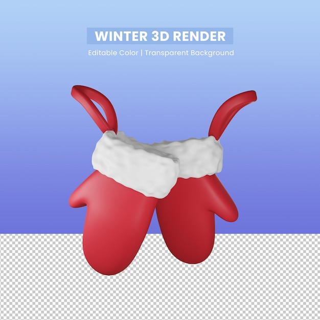 Weihnachtswinter 3d gerendert von handschuhen