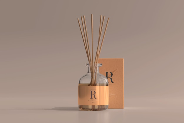 Weihrauch Lufterfrischer Reed Diffusor Glasflasche mit Box Mockup