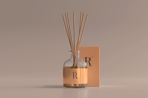 Weihrauch lufterfrischer reed diffusor glasflasche mit box mockup