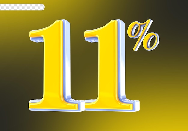 Weiß mit gelber Nummer 11 3D-Render