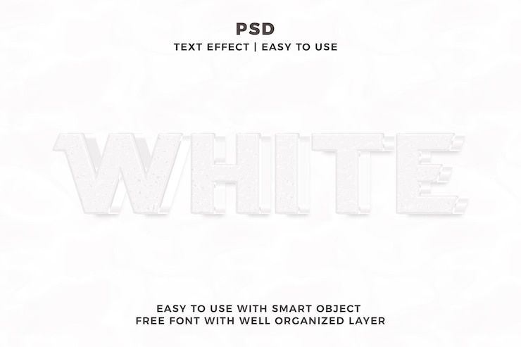 PSD weiße 3d-bearbeitbare photoshop-text-effekt-stil-psd mit hintergrund