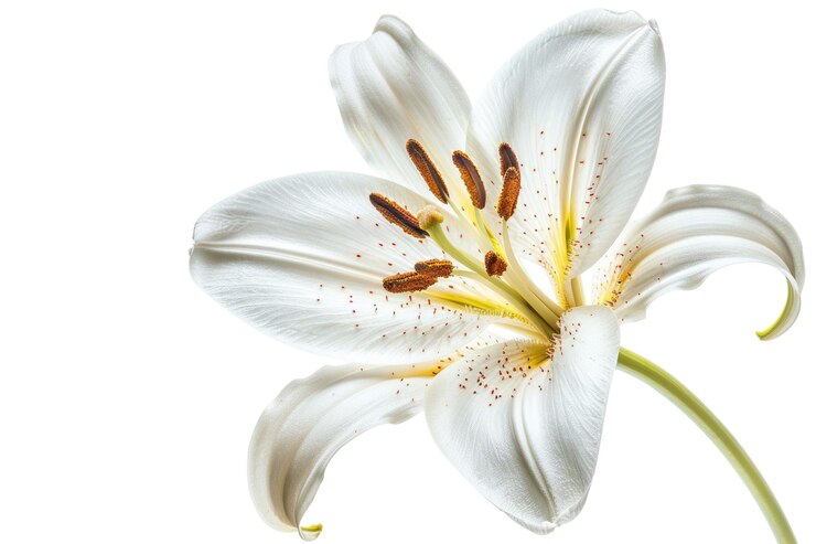 PSD weiße lilienblume isoliert auf weißem hintergrund studio-botanikfoto aig57
