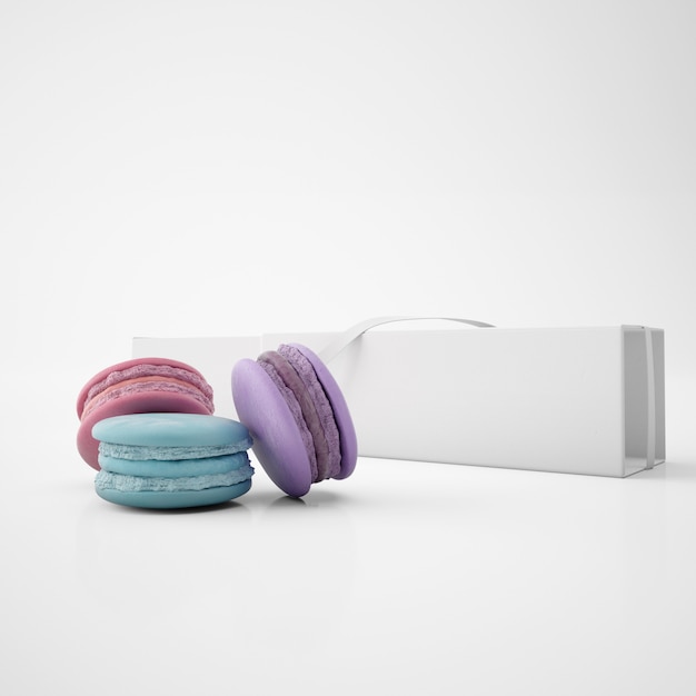 Weiße Packung mit Macarons