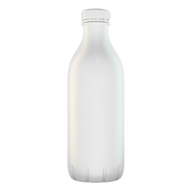 Weiße Plastikflasche mit Milch- oder Joghurtprodukt Mockup-Vorlage 3D-Rendering isoliert auf durchsichtigem Hintergrund