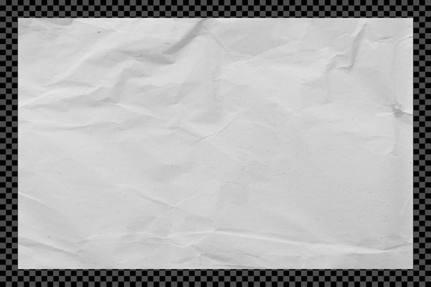 Weiße, runzelne Papiertextur auf durchsichtigem Hintergrund