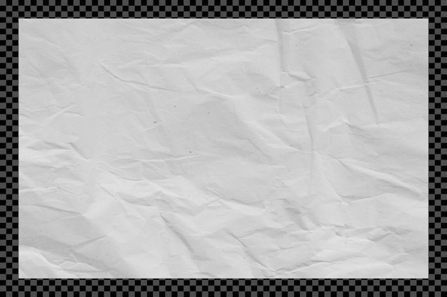 Weiße, runzelne Papiertextur auf durchsichtigem Hintergrund