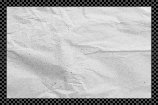 Weiße, runzelne Papiertextur auf durchsichtigem Hintergrund