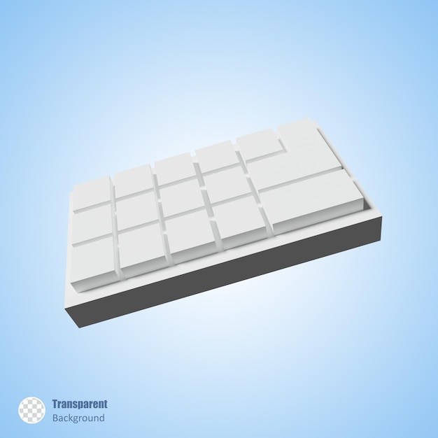 Weiße tastatur im 3d-renderdesign