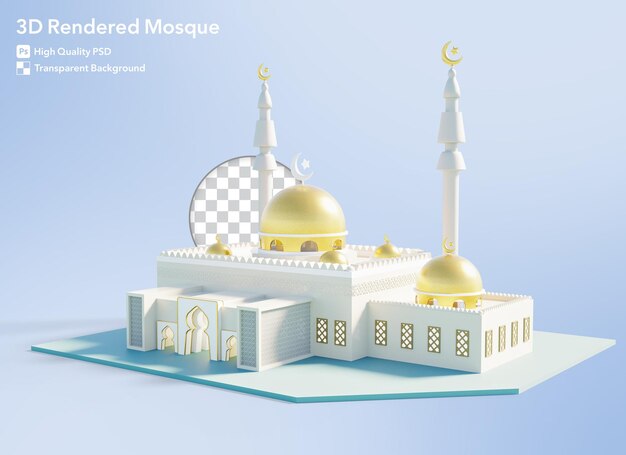 Weiße und goldene Moschee 3D-Rendering