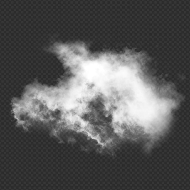 Weiße, wolkige Rauchstruktur isoliert auf transparentem Hintergrund