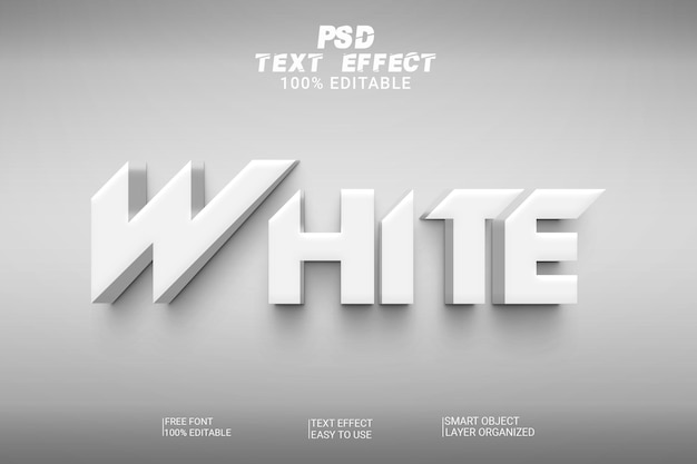 Weißer 3d-psd-texteffektstil editierbar