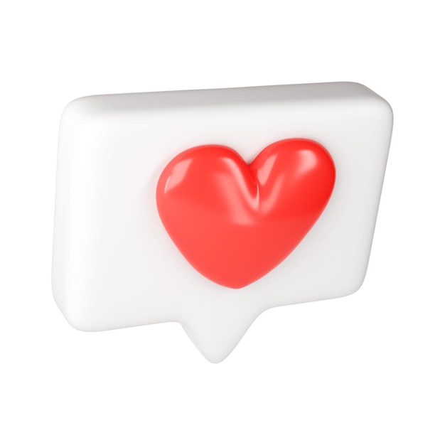 PSD weißer 3d-rahmen mit herz und liebe-emoji. symbol für das konzept der online-plattform für soziale medien