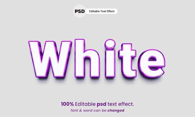 Weißer 3D-Texteffekt, bearbeitbarer PSD-Texteffekt