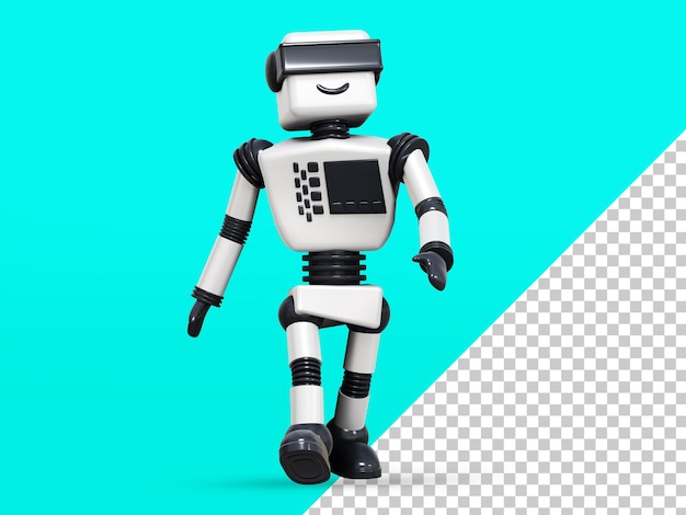 Weißer Android-Roboter 3D-Rendering.