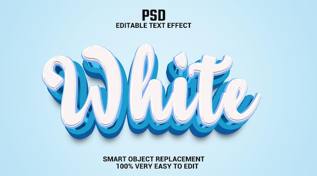 Weißer bearbeitbarer 3D-Texteffekt mit Hintergrund Premium PSD