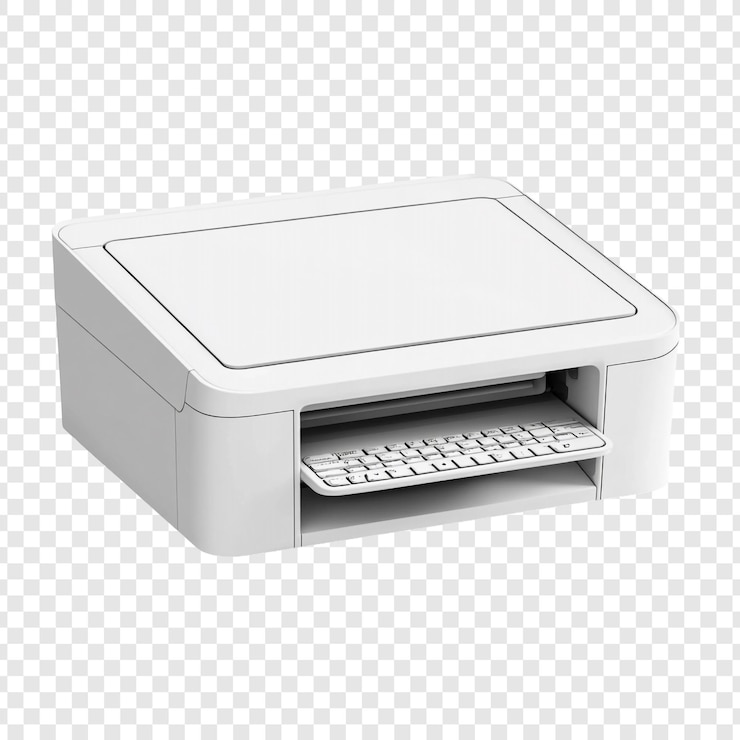 PSD weißer drucker mit eingebautem tastatur