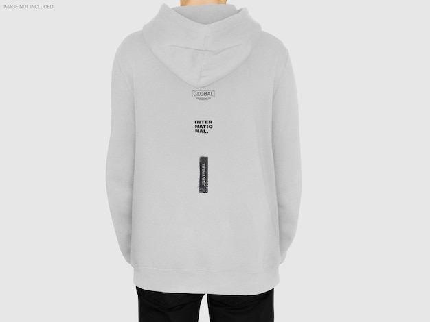 Weißer Hoodie für Männer PSD auf einem Modellrücken